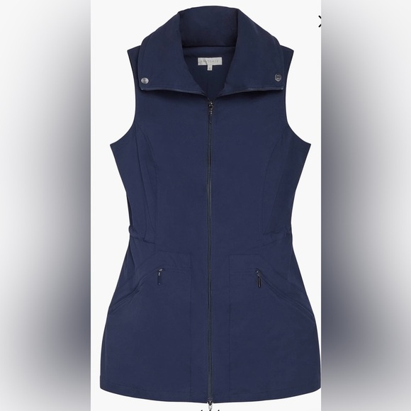 ANATOMIE Delaney Travel Vest Blue Two Way Zipper Front Pockets Drawstring Waist - Picture 1 of 11